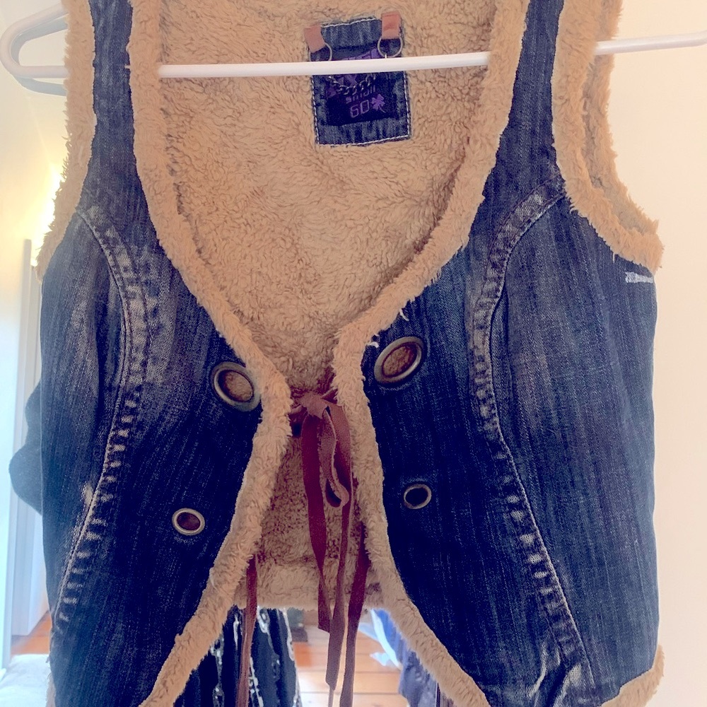 Cropped Bohemian Denim Fur Vest